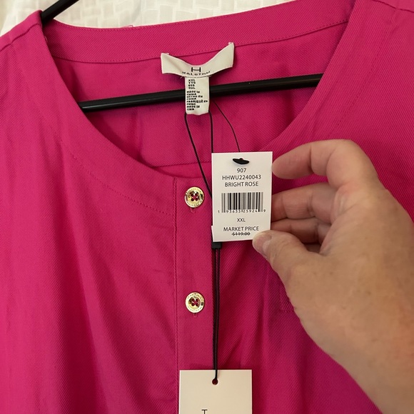 NWT H by Halston Cuff Sleeve Button Dress | Bright Rose XXL - Picture 2 of 7